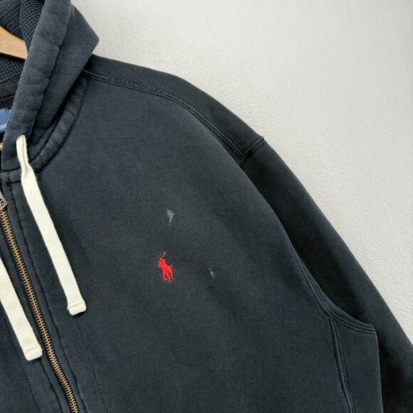 Vintage Ralph Lauren Hoodie Men's 2XB 2XL Big Black Heavyweight Zip Thermal Hood - Picture 3 of 8
